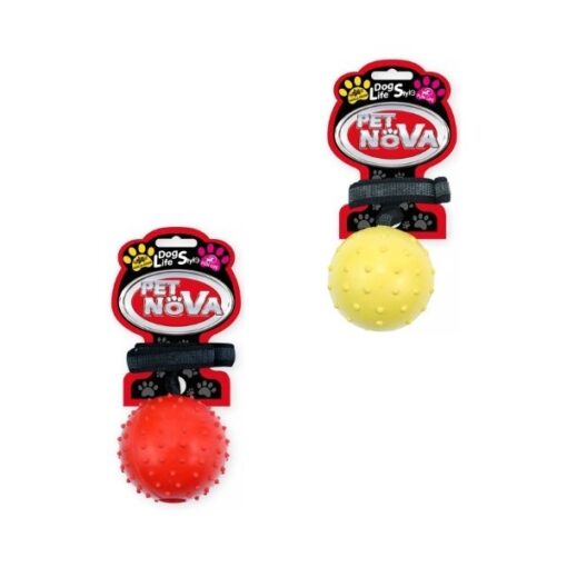 Pet Nova Hundelegetøj Naturgummi Bold Med Snor Ø6 & Ø7 cm